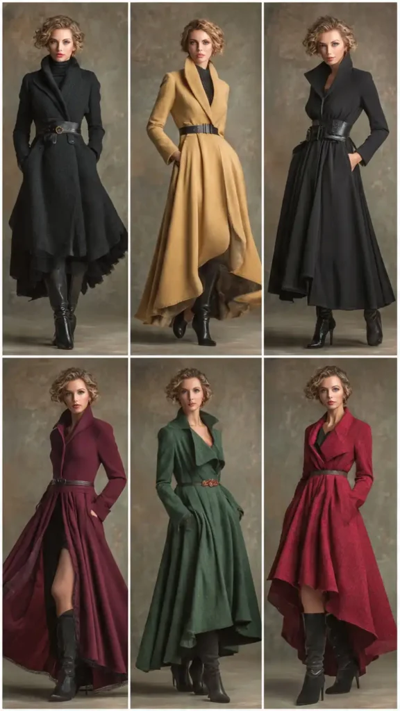 Differentes longueurs de manteaux court mi long long