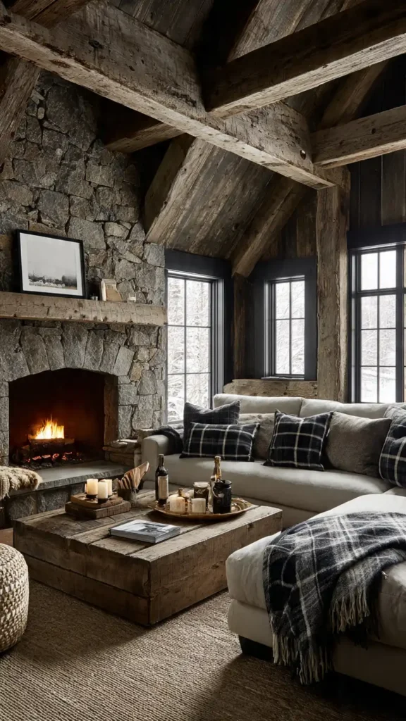 Salon rustique ambiance chalet
