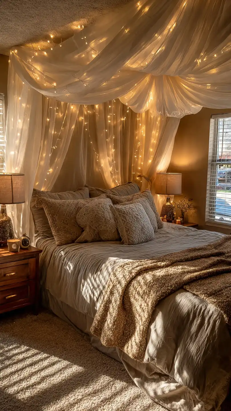 Idée de Déco Chambre : 10 Inspirations pour Créer votre Sanctuaire Personnel 1 cozy bedroom at night soft indirect lighting