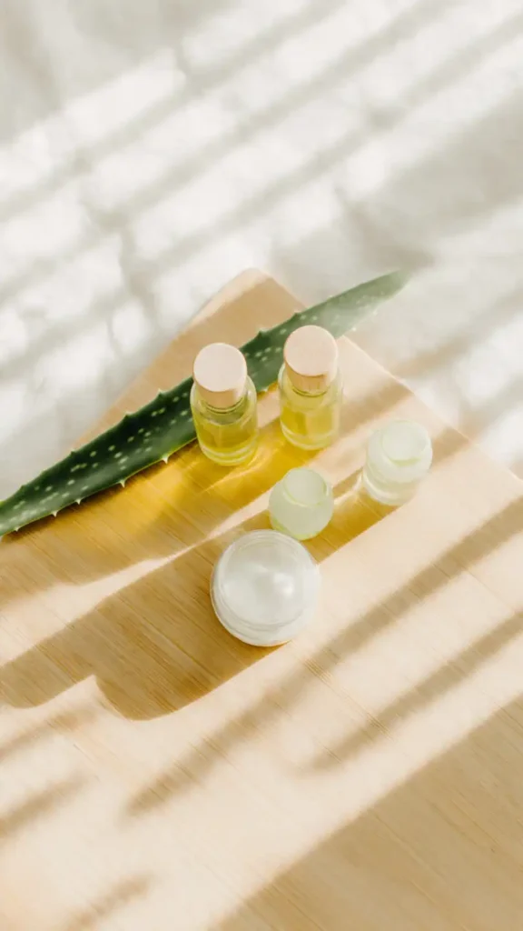 flat lay photography of skincare natural remedies