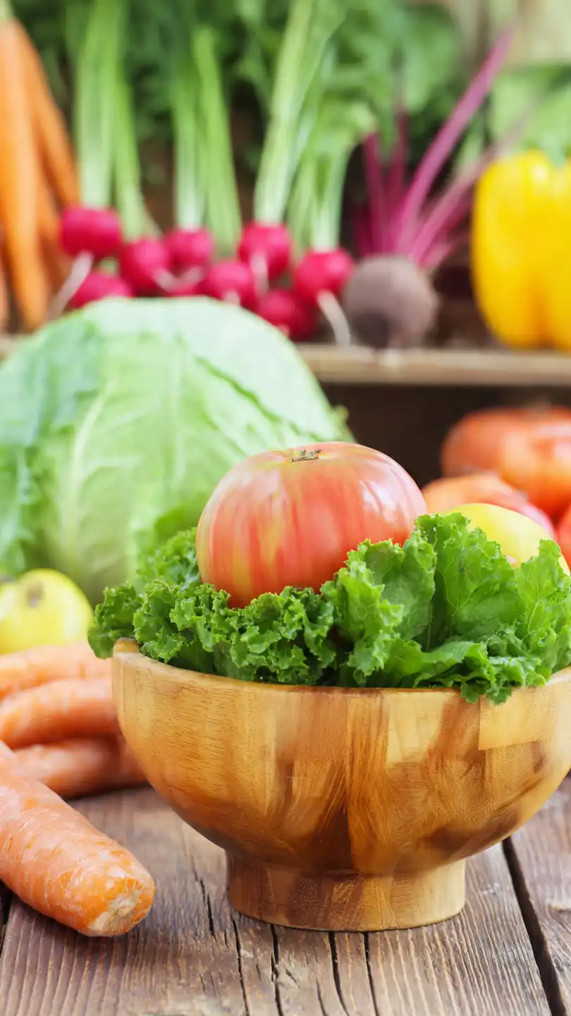 Lavement du Côlon : Le Secret Détox pour un Ventre Plat et une Peau Éclatante ? 5 wooden bowl filled with colorful fresh vegetables