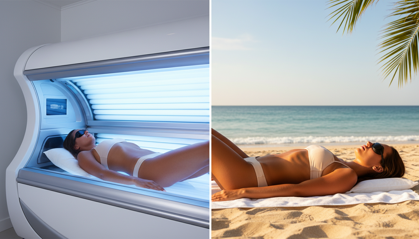 découvrez la vérité sur l'équivalence entre l'exposition aux uv artificiels et le bronzage naturel au soleil, et comprenez leurs effets sur la peau.