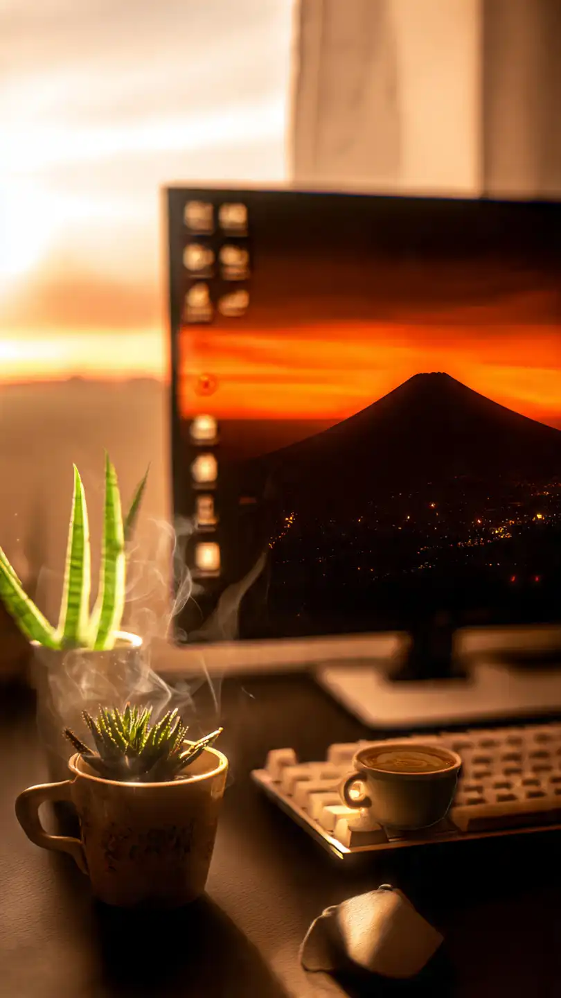 cozy workspace setup with a desktop monitor 1