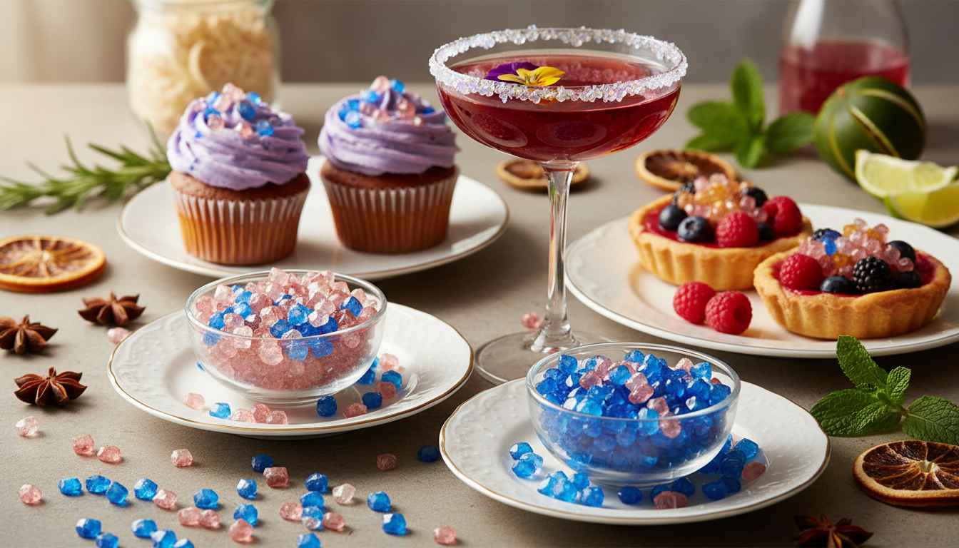 découvrez comment utiliser les cristaux comestibles en cuisine et pâtisserie, et apprenez quelles saveurs privilégier pour sublimer vos créations gourmandes.