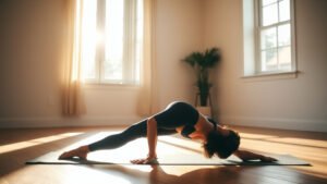 Illustration posture yoga chien tete en bas alignement serenite tapis studio