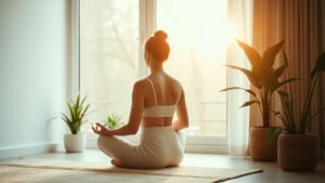 Illustration femme sereine lumiere douce estime de soi developpement personnel