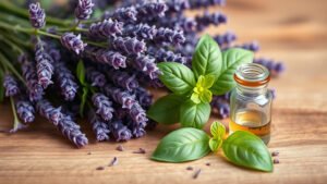 Illustration molecule linalol lavande fine aromatherapie chimie naturelle