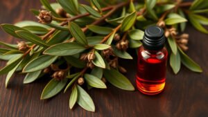 Illustration feuilles myrte rouge Mediterranee huile essentielle aromatherapie