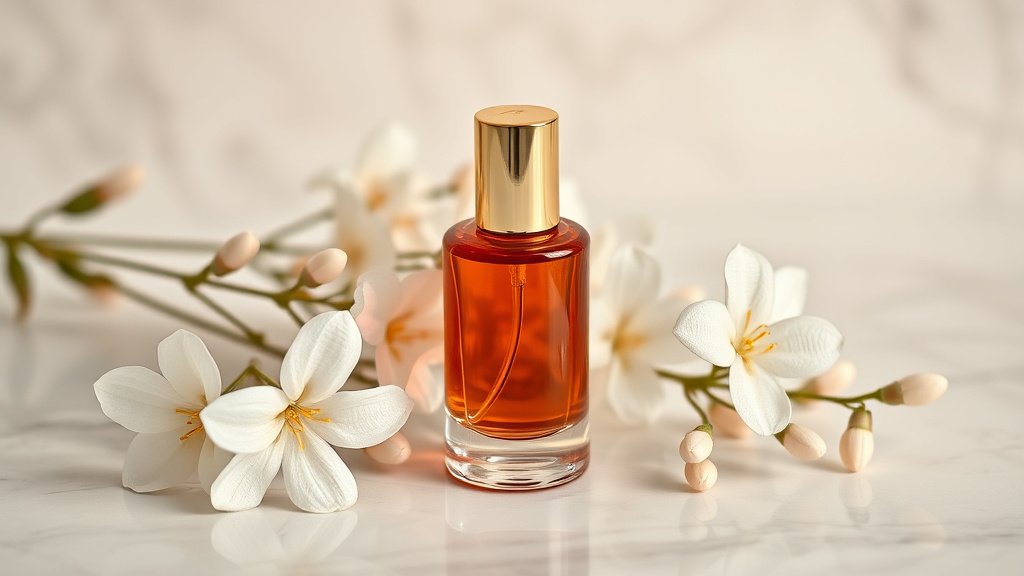 Illustration flacon precieux huile essentielle neroli parfum naturel delicat