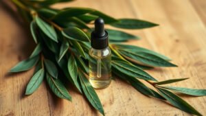 Illustration feuilles niaouli Melaleuca huile essentielle aromatherapie naturelle