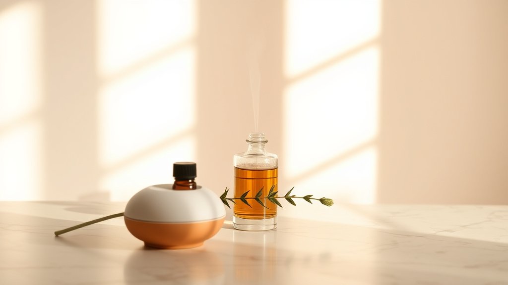 Illustration flacon huile essentielle niaouli diffuseur aromatherapie inhalation