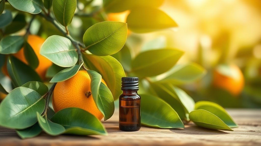 Illustration feuilles bigaradier huile essentielle petit grain aromatherapie