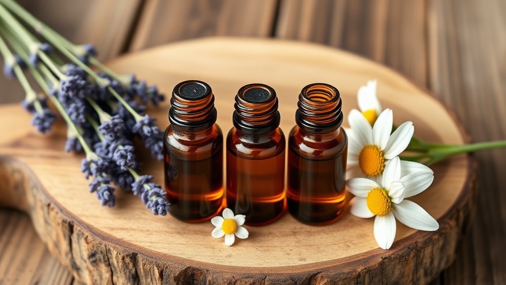Illustration flacons huiles essentielles synergies apaisantes petit grain lavande