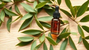 Illustration feuilles tea tree arbre a the Melaleuca huile essentielle Australie