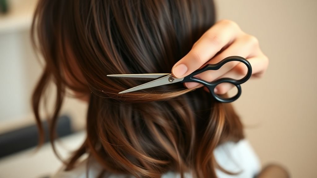 Mains de coiffeur texturisant une frange légère dans un salon baigné de lumière naturelle