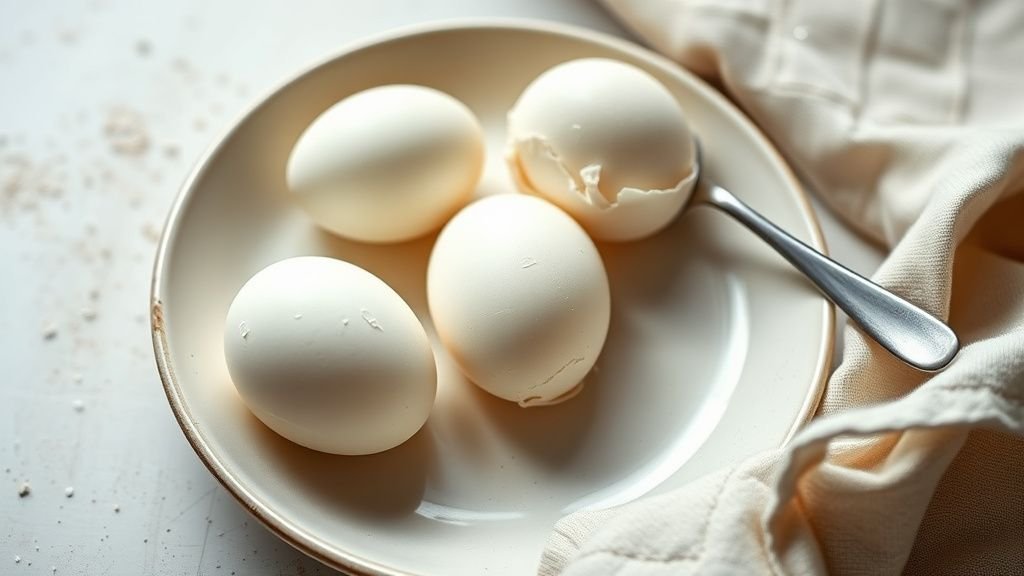 Cuisson des œufs parfaits : coque, mollet ou dur sans stress 2 Trois œufs cuits avec des textures différentes posés sur une assiette en céramique sous lumière naturelle