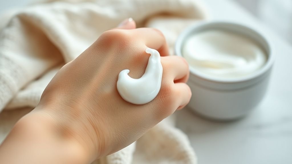 Peau grasse : 3 crèmes hydratantes légères à adopter 2 Gros plan sur une main appliquant une crème légère au fini mat sur la peau
