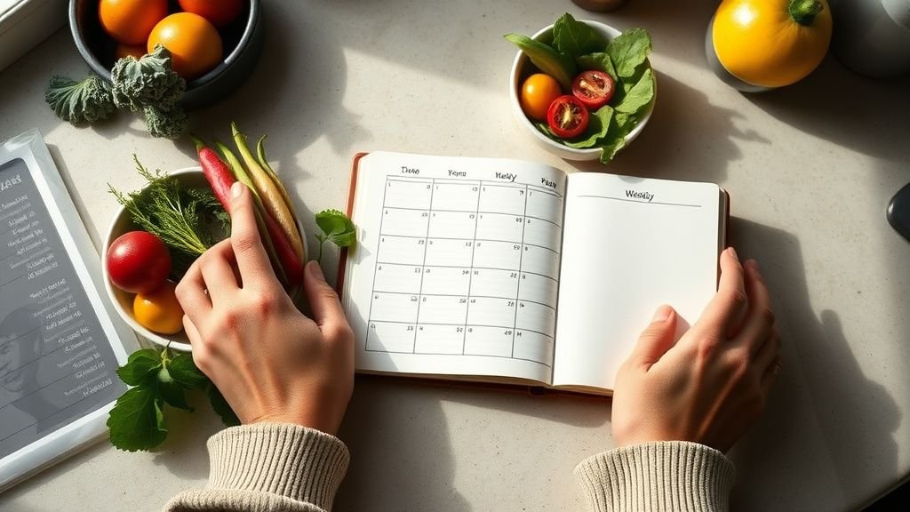 Reprise de poids : le repère simple à surveiller chaque semaine 2 Mains préparant des aliments frais sur un plan de travail en bois dans une cuisine lumineuse