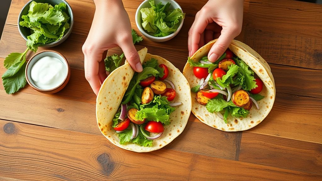 Pain kebab sans gluten maison : la recette express minute 1 Pain kebab sans gluten garni de légumes frais sur une table en bois, ambiance de cuisine naturelle