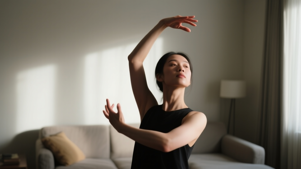 Mains et avant-bras en mouvement lors d’un exercice doux pour tonifier les bras