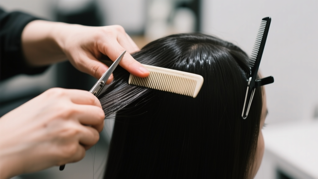 Ribbon highlights : la coloration lumineuse qui revient 2 Mains de coiffeur séparant des sections de cheveux pour placer des mèches larges et lumineuses