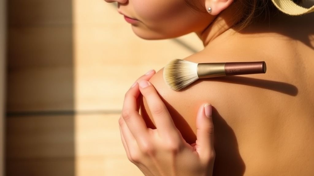 Mains appliquant un bronzer crème pour créer un effet tan lines sur la peau