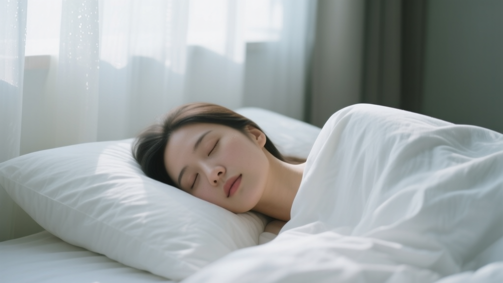 Visage reposé sur un linge blanc au réveil avec une peau lumineuse et hydratée